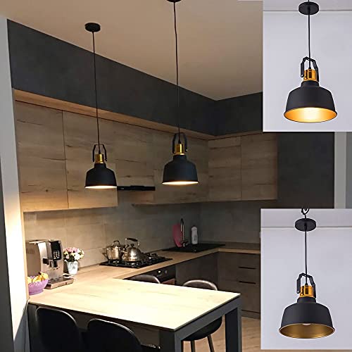 MZXUN Negro con la cubierta de oro superior LED Luz colgante Niza Moderno 12W E27 LED Lámpara colgante Lámpara Cuelga Vogue Dining Restaurante Iluminación (Body Color : B025)