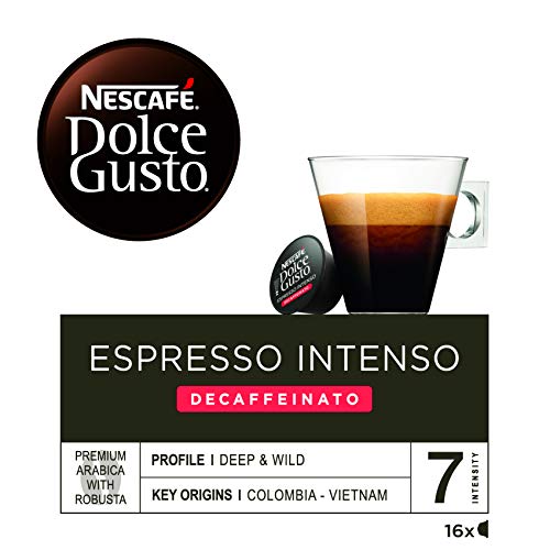 NESCAFÉ Dolce Gusto Café Espresso Intenso Descafeinado, Pack de 3 x 16 Cápsulas - Total: 48 Cápsulas de Café