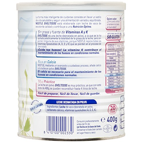 Nestlé Sveltesse Leche Desnatada en Polvo, 400g