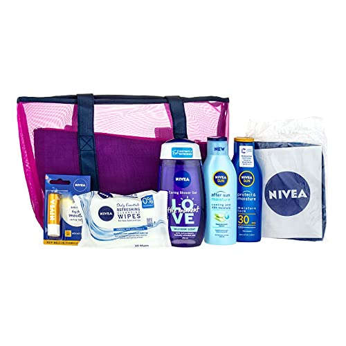 Nivea Juego de regalo para el sol, bolsa de playa con 6 artículos