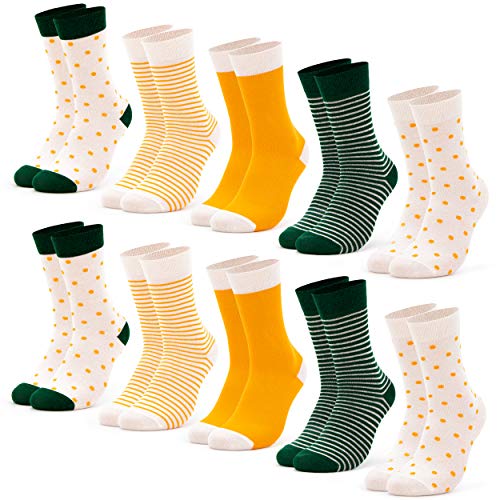 Occulto CALCETINES para MUJER (10 PARES) divertido hecho de ALGODÓN 39-42 10 Pares Amarillo,Verde