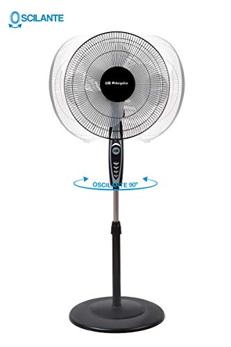 Orbegozo SF 0148 Ventilador de pie oscilante, 3 niveles de ventilación, tamaño aspas 40 cm, altura regulable, 50 W de potencia, clase de eficiencia energética A