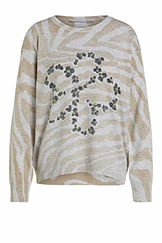 Oui Sudadera para mujer con estampado moderno, corte informal, estampado floral., Gris Lt Grey, 48