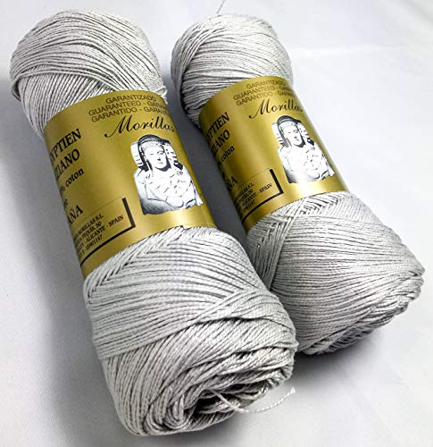 ▷ Pack de 2 Zepelines Ne 12/2 color gris 38 de algodón perlé 100% egipcio mercerizado para tejer labores de ganchillo o punto con un acabado elegante.