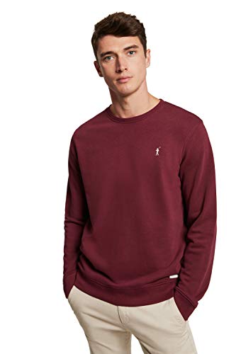 POLO CLUB Sudadera Orgánica Rojo Burdeos con Cuello Redondo para Hombre