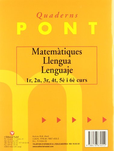 Pont Matemàtiques 5È Primària (Pont (canvi De Curs))