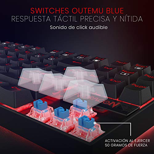 Redragon K552 RGB KUMARA Teclado Gaming Mecánico Tenkeyless, Interruptores Azules, Reforzado, Retroiluminado RGB Distribución Española - Color Negro - PC Windows Compatible