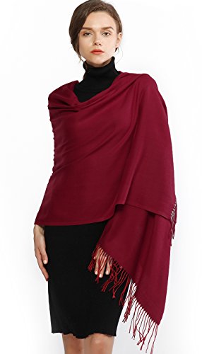 RIIQIICHY Mujer Cachemira Bufanda Pashmina Chal Borgoña Invierno Cálida Grande Larga Suave Manta para Mujeres