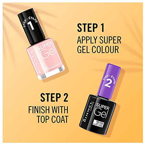 Rimmel London Pack Super Gel, Esmaltes de uñas Tonos 12, 21 y Top Coat