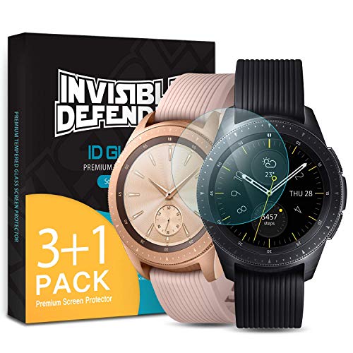 Ringke Invisible Defender Compatible con Protector de Pantalla Galaxy Watch 42mm, Cristal Templado Protector [4-Pack] Transparente Definitivo, Calidad de Alta Definición, Tecnología de Dureza 9H