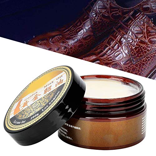 SALUTUYA Crema de Aceite de visón, bálsamo recolorante de Cuero Amarillo Claro con acondicionador de Cuero de Aceite de visón, Kits de reparación de Cuero para Mantenimiento Suavizar el Cuero