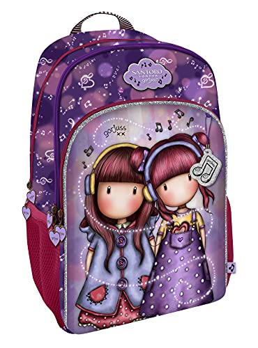 SANTORO Mochila 3 Cremalleras Adaptable Carro Gorjuss The Duet, 290x450x170 mm, Morado