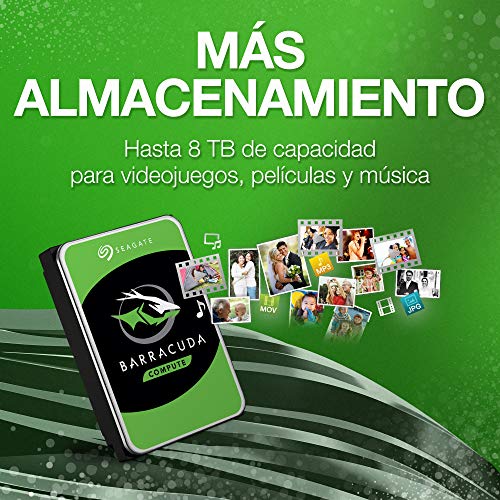 Seagate BarraCuda, 4 TB, Disco duro interno, HDD, 3,5", SATA 6 GB/s, 5400 RPM, caché de 256 MB para ordenador de sobremesa y PC (ST4000DM004)