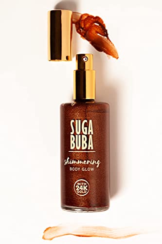 Suga Buba brillo corporal | Maquillaje para el cuerpo y las piernas | Crema hidratante de brillo corporal dorado | Aceite de brillo corporal | Loción de brillo | Brillo instantáneo | 100ml