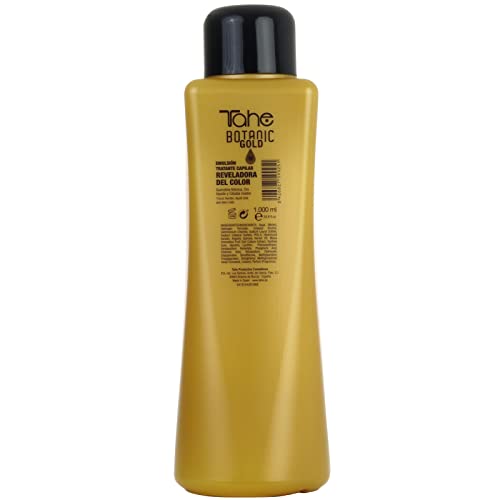 Tahe Botanic Gold Emulsión Tratante/Crema Reveladora del Color con Keratina Triónica, Oro Líquido y Células Madre, 1000 ml