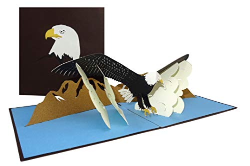 Tarjeta pop up con diseño de águila, Eagle's Wings, tarjeta de cumpleaños y tarjeta de invitación en 3D con sobre, como regalo, cupón e invitación para cumpleaños, viajes de Estados Unidos y América