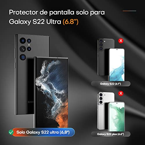 TAURI 4 Pack Protector Pantalla Samsung Galaxy S22 Ultra 5G,2 Pack HD Película de TPU Protector y 2 Pack Cristal Templado de Lente de Cámara -Sin Burbujas Huella Digital Ultrasónica Fácil de Instalar