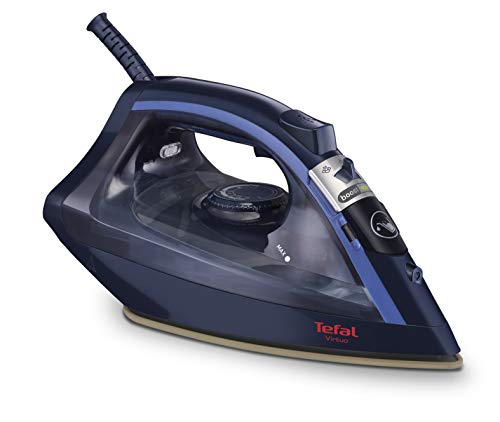 Tefal Virtuo FV1739 Plancha de vapor 2000 W, no necesita configuración, golpe de vapor 90 gr/min, vapor continuo de 24 gr/min con suela cerámica, anti-cal y anti-goteo, para todo tipo de ropa