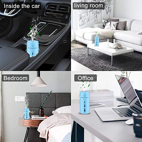 Teguangmei Humidificador Mini - 350ML Humidificador Portátil USB de Gran Capacidad,Funcionamiento Ultrasónico Silencioso,Apagado Automático/Con Luz Ambiental,Para Oficina,Coche,Bebé,Dormitorio-Azul