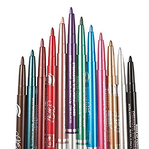 teng hong hui 12 Colores/Set Delineador de Ojos automático telescópica rotación Perfilador de Ojos Eyeliner Lápiz de Sombra de Ojos Sombras lápices cosméticos Pen Kit de Maquillaje