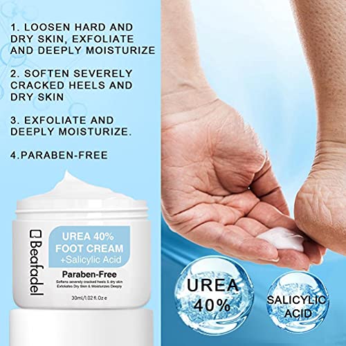 Tianbi Crema de urea para el cuidado de los pies, 40% de ácido salicílico, exfolia el removedor de callos para piel muerta, removedor de callos para el cuidado de los pies, crema hidratante