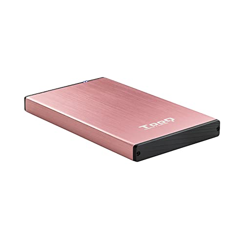 Tooq TQE-2527P - Carcasa para Discos Duros HDD de 2.5", (SATA I/II/III de hasta 9.5 mm de Alto, USB 3.0), Aluminio, Indicador LED, Color Rosa Velvet, 50 grs