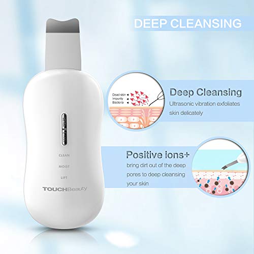 TOUCHBeauty Limpiador Facial Ultrasónico, Skin Scrubber, Peeling Ultrasónico Facial Skin Scrubber para Removedor de puntos negros, Limpiar los Poros y Cuidar la Piel, USB Recargable AG-1887