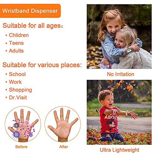 Ulife Mall 3 Piezas Pulsera Dispensadora de Gel con Botellas de Recarga, Silicona Pulsera de Mano Dispensador de desinfectante de Manos para Niños y Adultos, Elementos Esenciales de Regreso a Escuela