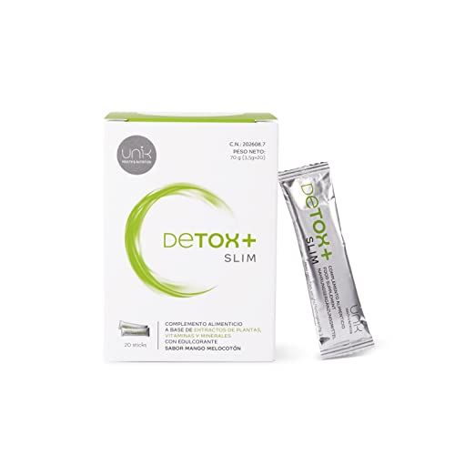 Unik Detox Slim | Detoxifica y Depura el Organismo, Retención de Líquidos y Control de Peso | Cactinea + Cardo Mariano + Jengibre + Vitaminas y Minerales | 20 Sobres | Lab Unik Health & Nutrition