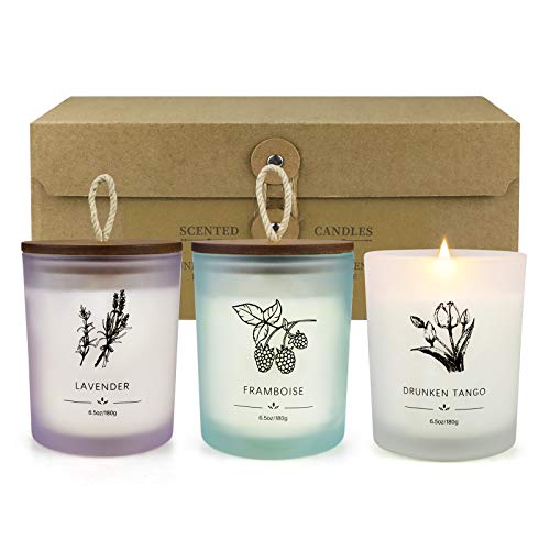 Velas Perfumadas Regalos para Mujeres, 3 Pcs de Velas de Cera de Soja Natural de 6 Onzas, Duran de 35 a 40 Horas, Velas de Aromaterapia Regalos Navidad para Ella, Regalos de Cumpleaños para Mamá