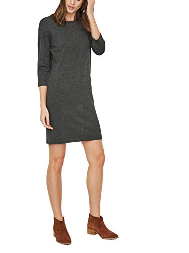 VERO MODA VMGLORY VIPE AURA 3/4 DRESS NOOS, vestido Mujer, Gris (Dark Grey Melange), 36 (Talla del fabricante: Small)