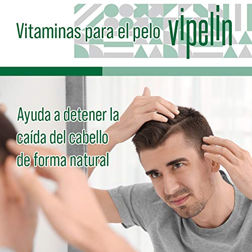 VIPELÍN FORTE | Vitaminas para el pelo, tratamiento caída del cabello | Específico para hombre | Ingredientes 100% naturales | FABRICADO EN ESPAÑA