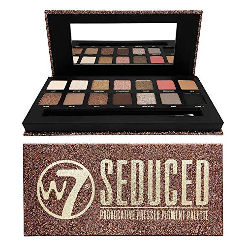 W7 | Paleta de Maquillaje de Pigmentos Prensados Seduced | Tonos: Crema Mate, Metalizados Brillantes | Colores: Delicados Nudes, Dorados, Rosas y Ahumados | Maquillaje Libre de Crueldad, Vegano