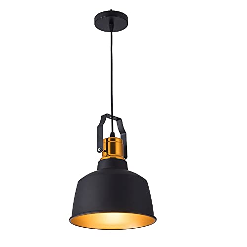 YINGGEXU Luces de techo, Negro con la cubierta de oro superior LED Luz colgante Niza Moderno 12W E27 LED Lámpara colgante Lámpara Cuelga Vogue Dining Restaurante Iluminación Iluminación interior