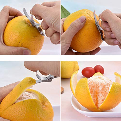 YUEMING 2 Stück Pelador de Naranja, Naranja Cítrica Peladoras Limón Mandarina Frutas Peeling Tool Acero Inoxidable Cocina Gadget Slicer Cortador de Cocina Gadget Herramienta de pelado