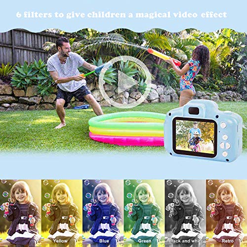 ZStarlite Cámara Digital para Niños, 1080P 2.0" HD Selfie Video Cámara Infantil, Regalos Ideales para Niños Niñas de 3-10 Años, con Tarjeta TF 32 GB, Lector de Tarjetas (Azul)