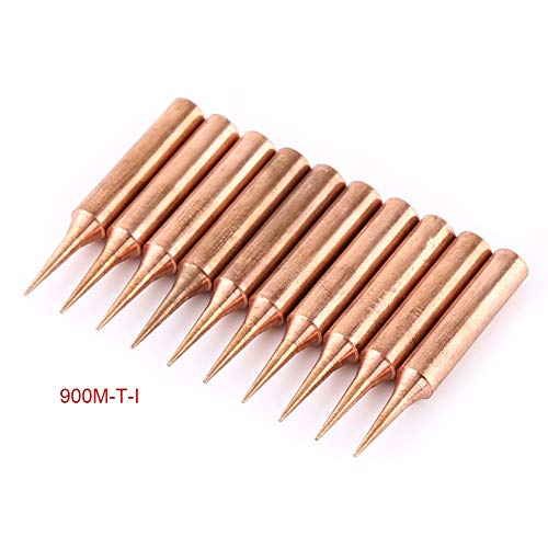 10 Piezas Puntas Soldador Estaño 900M-T-I Tipo Cobre Puro sin Plomo Reemplazable Solder Iron Tips Set Estacin de Soldadura a Baja Temperatura Herramienta Forma