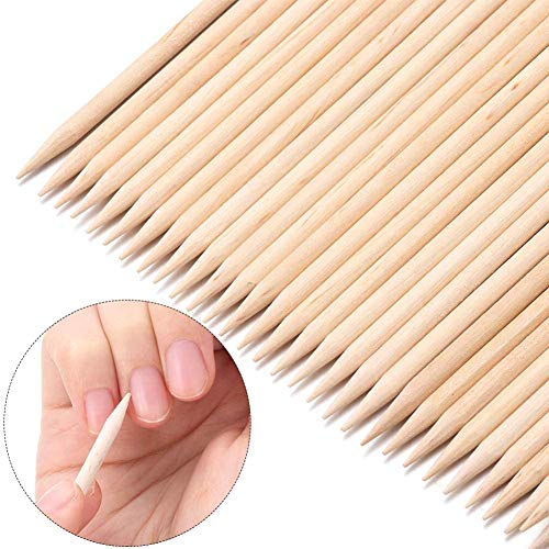 100 palillos de madera naranja, para cutículas de uñas, removedor de empujador, manicura, arte pedicura, 4.5 pulgadas