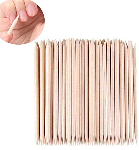 100 palillos de madera naranja, para cutículas de uñas, removedor de empujador, manicura, arte pedicura, 4.5 pulgadas