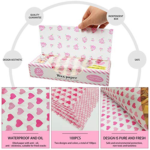 100 piezas de papel de cera, papel de embalaje de alimentos desechables, hojas de papel de 25 x 22 cm, papel de regalo para tarta de queso, galletas, sándwich, jabón hecho a mano