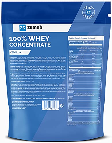 100% Whey Concentrate | Suplementos de Proteínas (Vainilla, 500g)