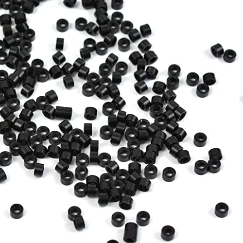 1000 piezas de silicona forrado micro anillos Links Beads 5mm Forrado Perlas para extensiones de cabello herramienta (negro)