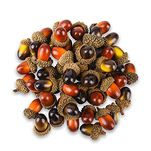 100Pcs Bellotas Artificiales, Bellota de Fruta Artificial, Bellotas de Simulación Decorativas Realista y Pequeña para Manualidades DIY Artesanía(2 Colores)