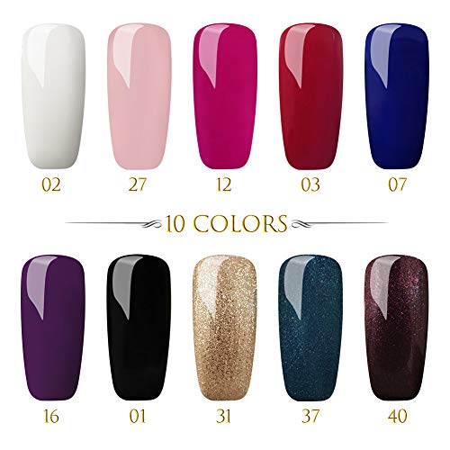 10pcs Esmaltes Semipermanentes de Uñas en Gel 8ml 36W Lámpara Uñas UV Lámpara de Luz LED Pulidor Taladro Nail Pulidora Torno Nail Art Base Coat Top Coat Manicura Kit