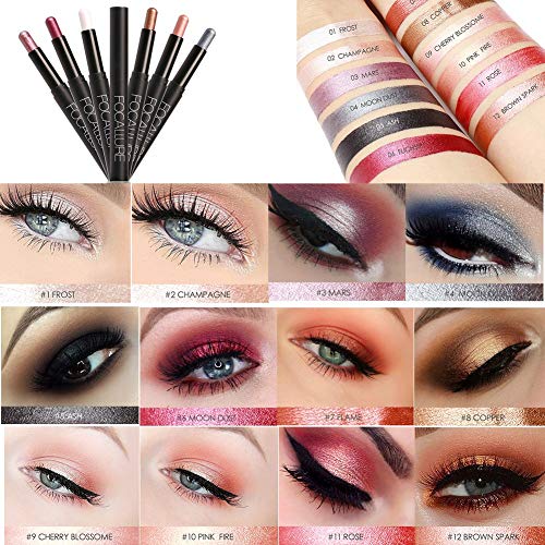 12 Colores Sombra de Ojos Lápiz de Larga Duración Maquillaje Pluma Herramienta Cosmética(#4)