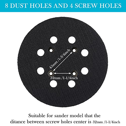 2 Piezas 5 Pulgadas 8 Agujeros Almohadillas Repuesto de Lijadora Orbital de Gancho y Bucle Almohadilla de Respaldo Compatible con Milwaukee 51-36-7090, 51-36-7100