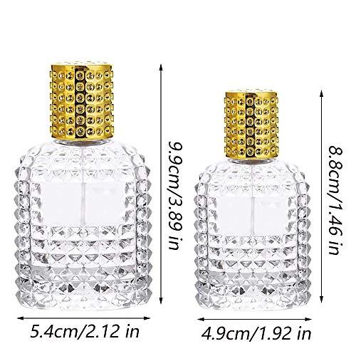 2 Piezas Botella de Perfume Atomizador Cristal, Atomizador de Perfume de Viaje Portátil, Atomizador Recargable Transparente, con Pipeta y Embudo, para Mujeres o Niñas