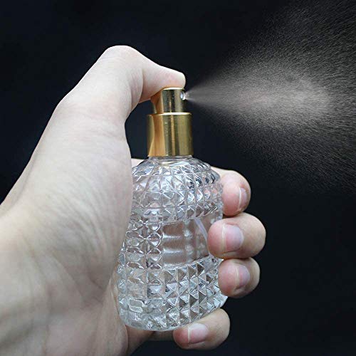 2 Piezas Botella de Perfume Atomizador Cristal, Atomizador de Perfume de Viaje Portátil, Atomizador Recargable Transparente, con Pipeta y Embudo, para Mujeres o Niñas