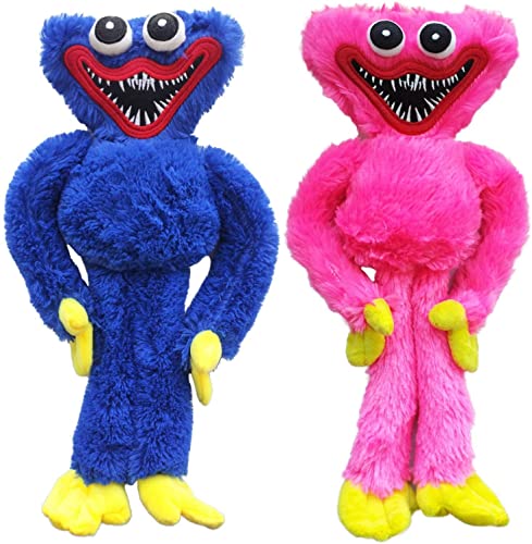 2 piezas Poppy Playtime Huggy wuggys Felpa, juego de horror de salchichas, regalo de muñeca de peluche para fanáticos de juegos de 15.7 pulgadas (azul+rosa)