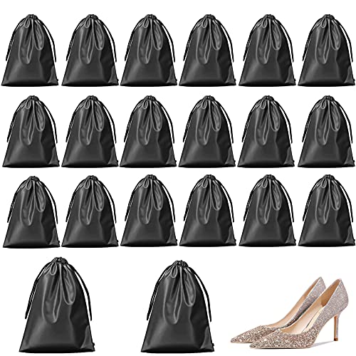 20 Piezas Bolsas de Zapatos Impermeable Bolsa Prueba de Polvo Transpirables Bolsas de Zapatos Con Cordón No Tejidas Portátil Bolsas Para Zapatos Plegable Para Uso Diario y Viaje Transporte (Negro)